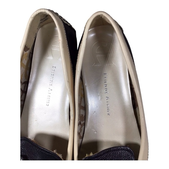 Etienne Aigner Black and Cream Loafers - Picture 4 of 6